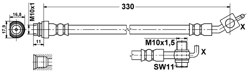 331197 Rear, Driver Side, Outer Brake Line