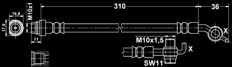 331198 Rear, Passenger Side, Outer Brake Line