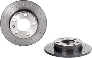 08.7165.1X Rear Brake Disc, Cross-Drilled, Solid, 5 Lugs, 232 mm, Xtra Series