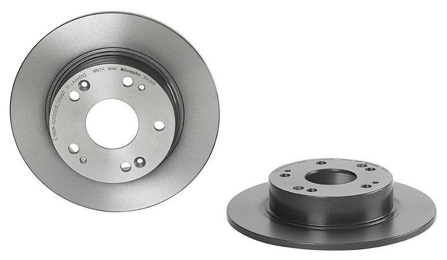 08.B439.11 Rear, Driver or Passenger Side Brake Disc, Plain Surface, Solid, 5 Lugs, 260 mm, Premium UV Coated Series