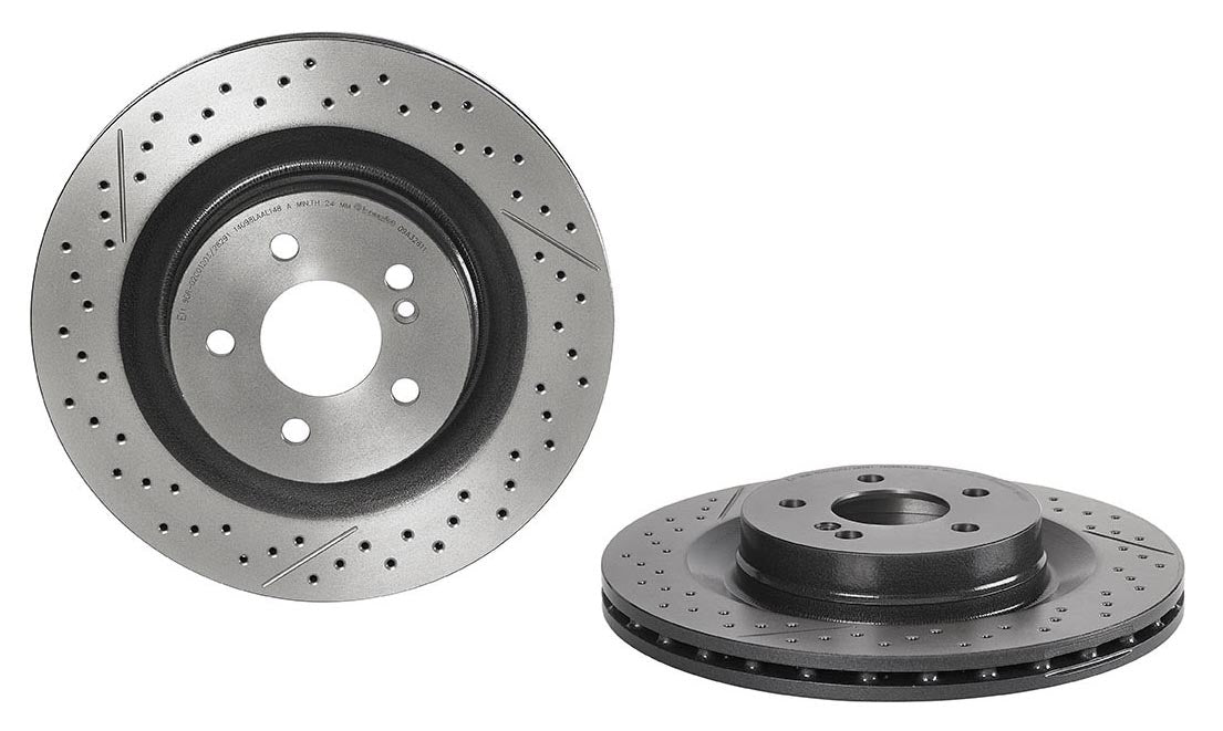 09.A326.11 Rear Brake Disc, Cross-drilled and Slotted, Vented, 5 Lugs, 330 mm, 6.3L, 8Cyl, Premium UV Coated Series