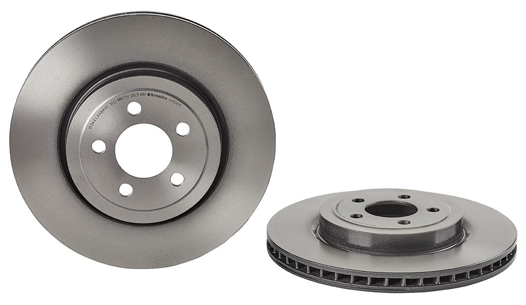 09.A404.11 Front, Driver or Passenger Side Brake Disc, Plain Surface, Vented, 5 Lugs, 345 mm, Premium UV Coated Series