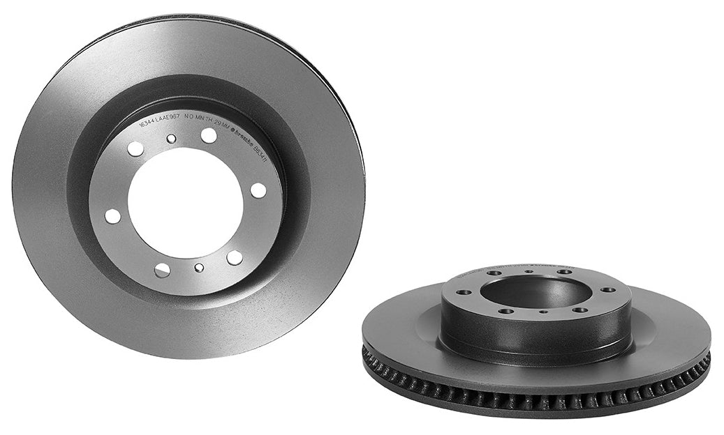 09.B634.11 Front, Driver or Passenger Side Brake Disc, Plain Surface, Vented, 6 Lugs, 338 mm, Premium UV Coated Series