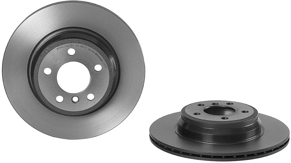 09.C117.11 Rear, Driver or Passenger Side Brake Disc, Plain Surface, Vented, 5 Lugs, 330 mm, Premium UV Coated Series