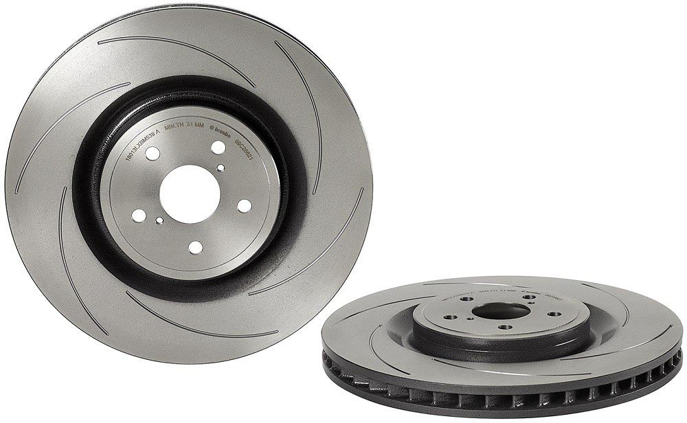09.C266.21 Front, Passenger Side Brake Disc, Slotted, Vented, 5 Lugs, 380 mm, 5.0L, 8Cyl, Premium UV Coated Series