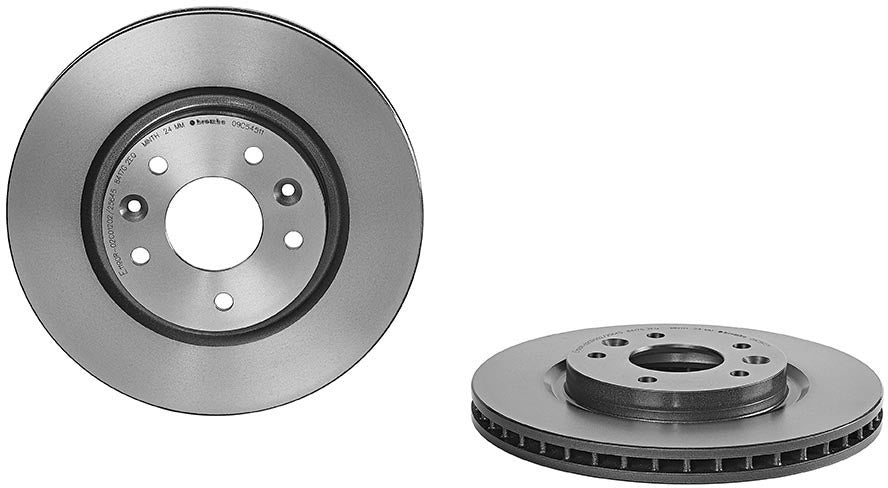 09.C545.11 Front, Driver or Passenger Side Brake Disc, Plain Surface, Vented, 5 Lugs, 296 mm, Premium UV Coated Series