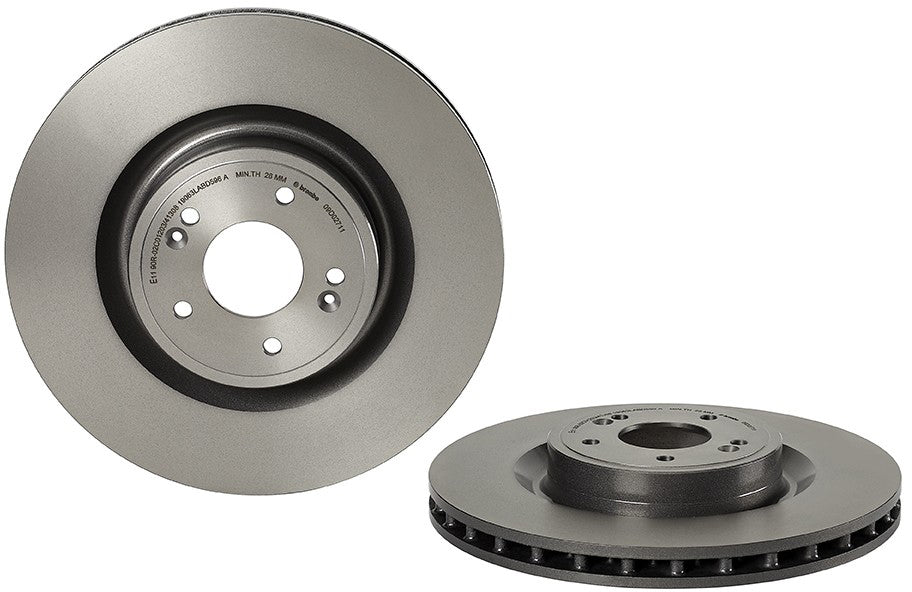 09.D027.11 Front, Driver or Passenger Side Brake Disc, Plain Surface, Vented, 5 Lugs, 350 mm, Premium UV Coated Series