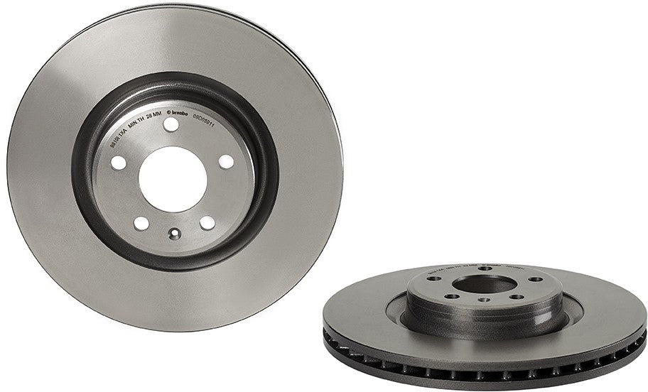 09.D059.11 Front, Driver or Passenger Side Brake Disc, Plain Surface, Vented, 5 Lugs, 338 mm, Premium UV Coated Series