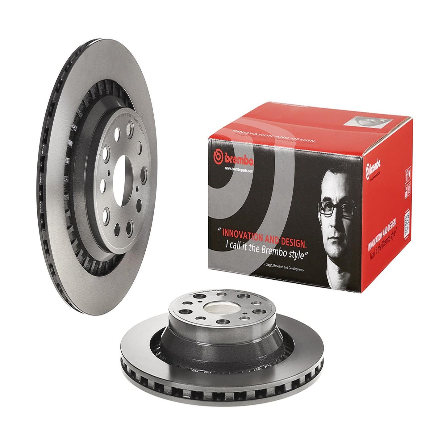 09.D691.11 Rear Brake Disc, Plain Surface, Vented, 5 Lugs, OE Replacement Series