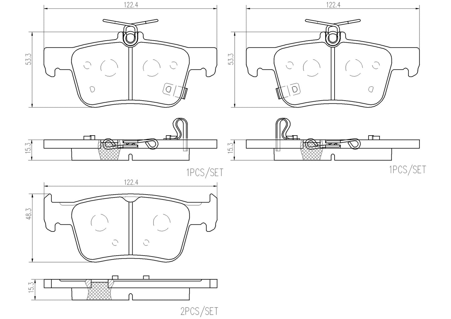 Комплект задних керамических тормозных колодок серии NAO P28103N