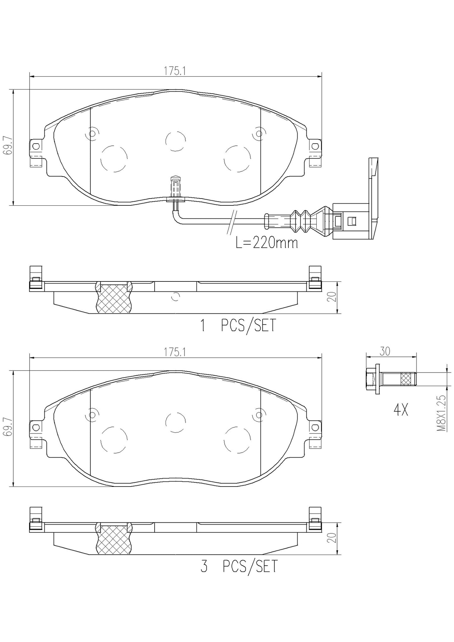 P85144N Front NAO Series Ceramic Brake Pad Set