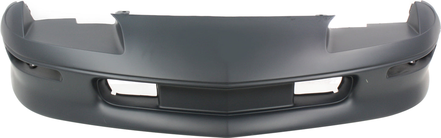 Front Primed Bumper Cover, With Exhaust and Turn Signal Holes, With Fog Light Holes, Without Parking Aid Sensor Holes