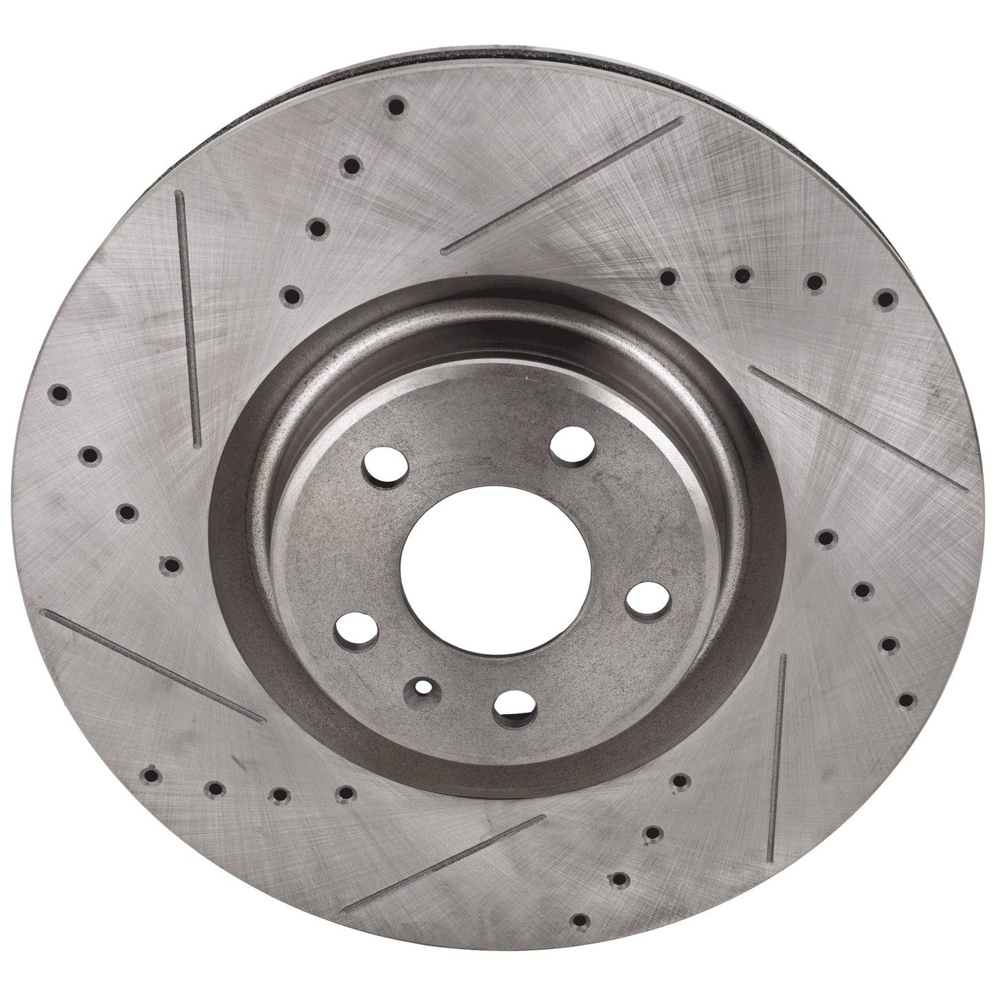 Передний тормозной диск со стороны водителя или пассажира, перфорированный и с насечками, вентилируемый, с 5 выступами, 356,11 мм