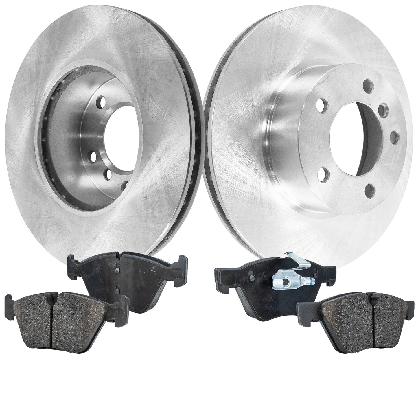2-Wheel Set Brake Disc and Pad Kit, Plain Surface 5 Lugs 299.72 mm Organic Pro-Line Series, Includes (2) Brake Disc and (1) Brake Pad Set