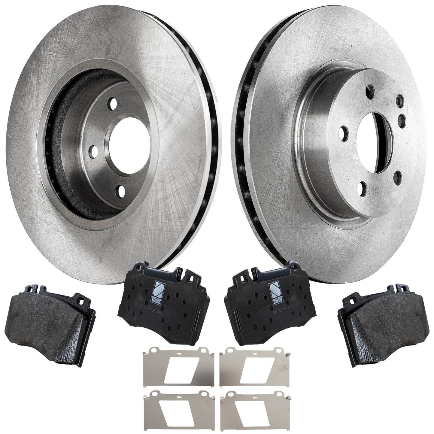 2-Wheel Set Front Brake Disc and Pad Kit, Plain Surface 5 Lugs 311.91 mm Organic Pro-Line Series, Includes (2) Brake Disc and (1) Brake Pad Set