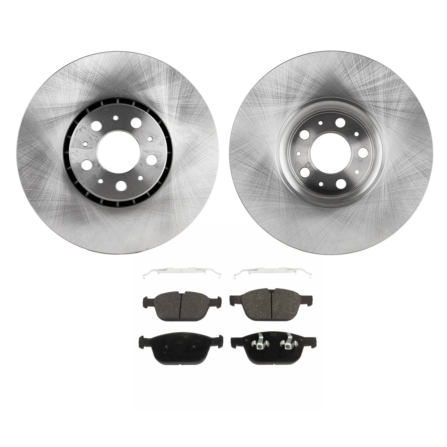 2-Wheel Set Front Brake Disc and Pad Kit, Plain Surface 5 Lugs 327.91 mm Semi-metallic Pro-Line Series, Includes (2) Brake Disc and (1) Brake Pad Set