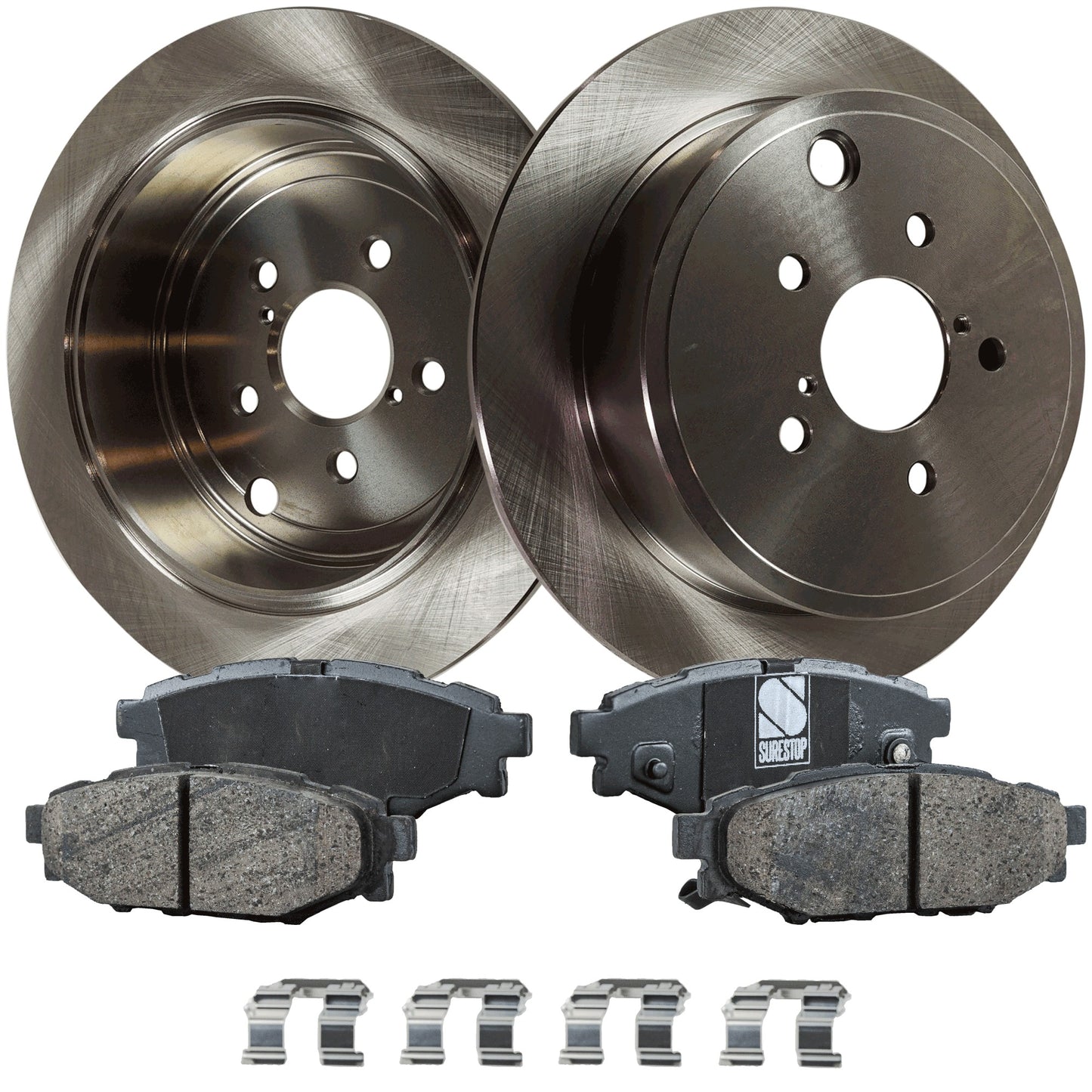 2-Wheel Set Brake Disc and Pad Kit, Plain Surface 5 Lugs 285.5 mm Ceramic Pro-Line Series, Includes (2) Brake Disc and (1) Brake Pad Set