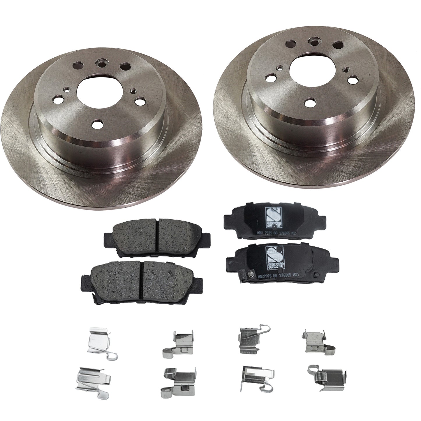 2-Wheel Set Brake Disc and Pad Kit, Plain Surface 5 Lugs 291.08 mm Ceramic Pro-Line Series, Includes (2) Brake Disc and (1) Brake Pad Set