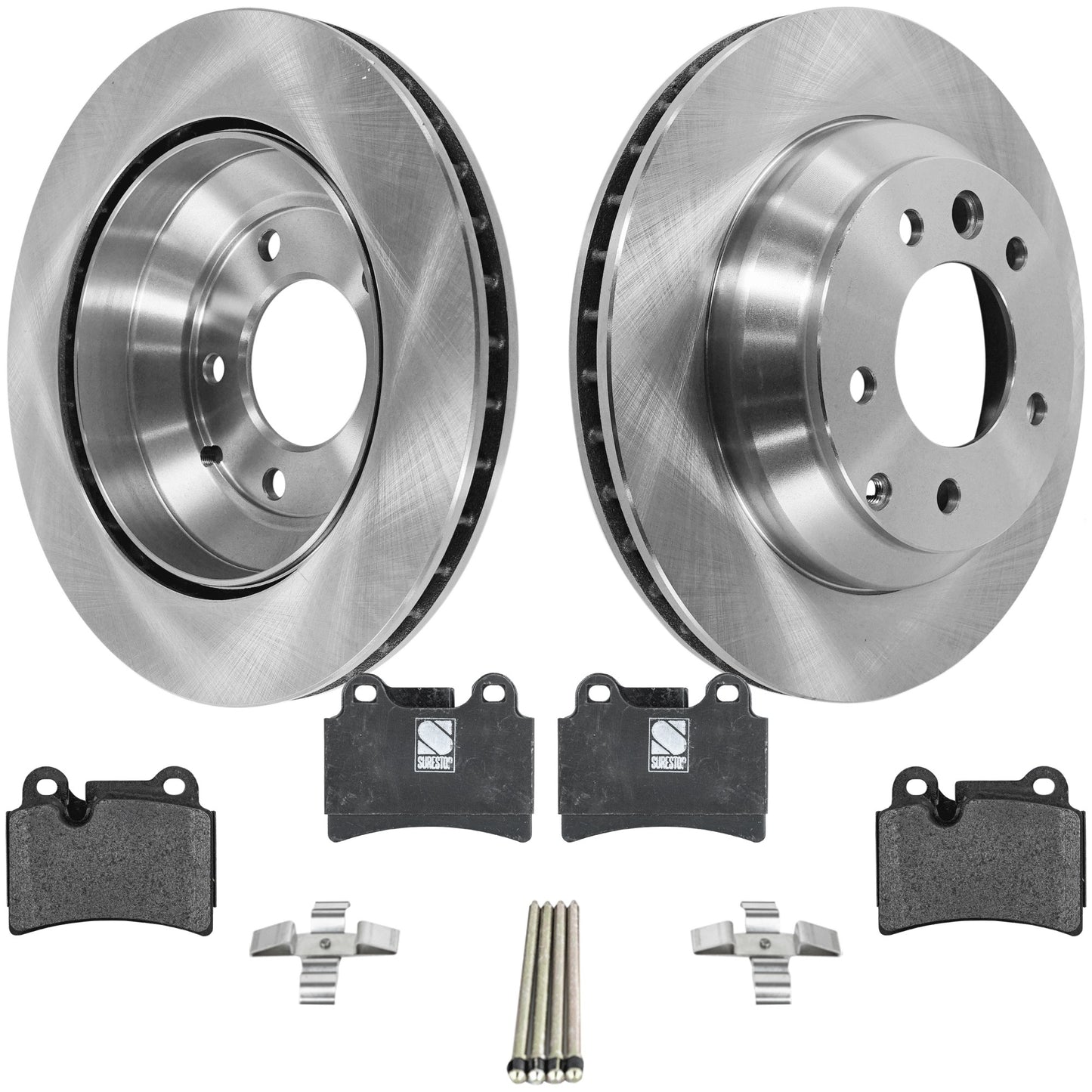 2-Wheel Set Brake Disc and Pad Kit, Plain Surface 5 Lugs 329.95 mm Organic Pro-Line Series, Includes (1) Brake Pad Set and (2) Brake Disc