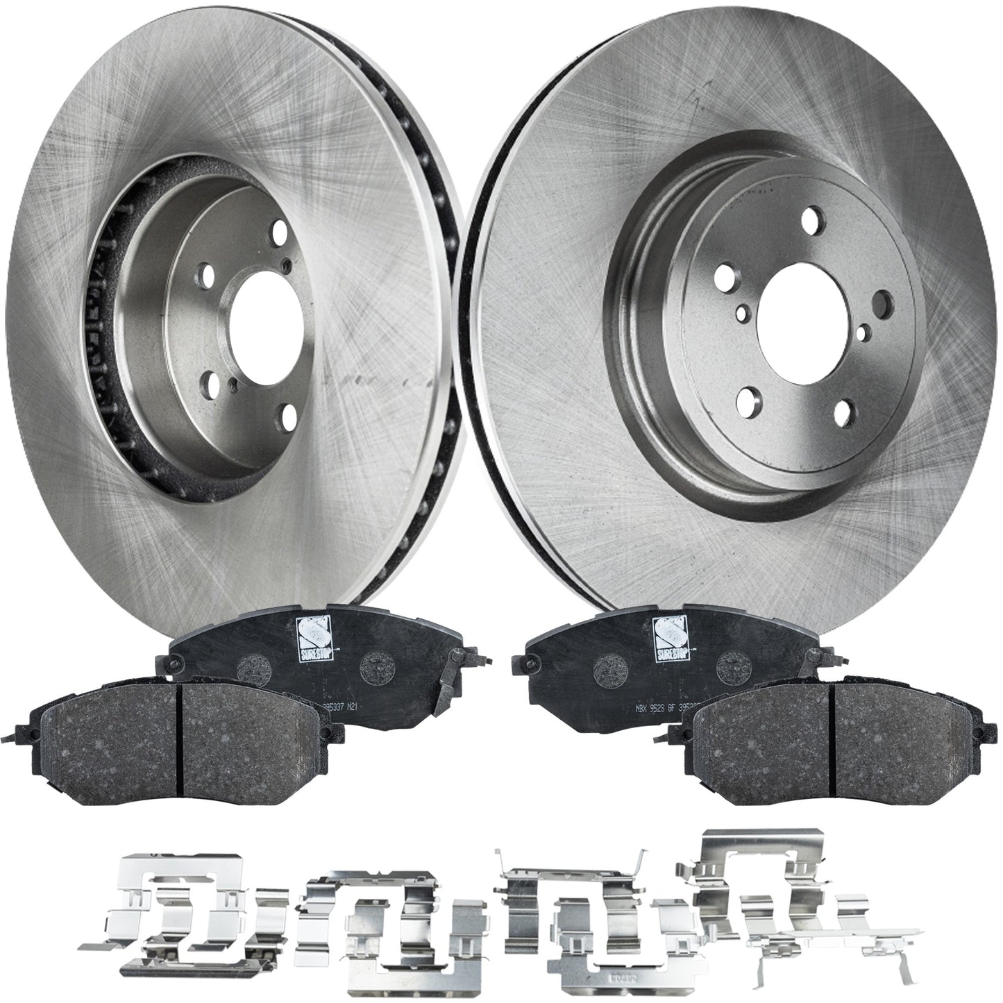 2-Wheel Set Front Brake Disc and Pad Kit, Plain Surface 5 Lugs 316.48 mm Organic Pro-Line Series, Includes (2) Brake Disc and (1) Brake Pad Set