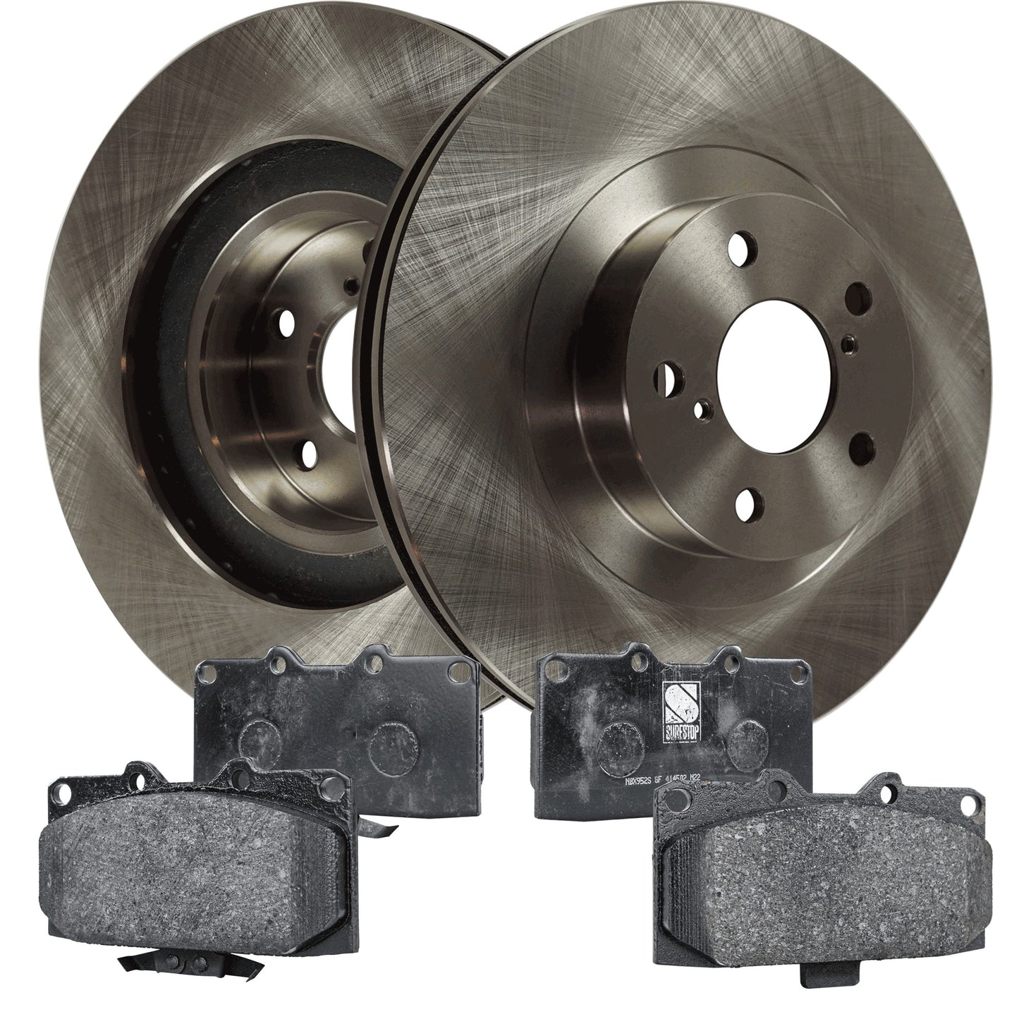 2-Wheel Set Front Brake Disc and Pad Kit, Plain Surface 5 Lugs 293.62 mm Organic Pro-Line Series, Includes (1) Brake Pad Set and (2) Brake Disc