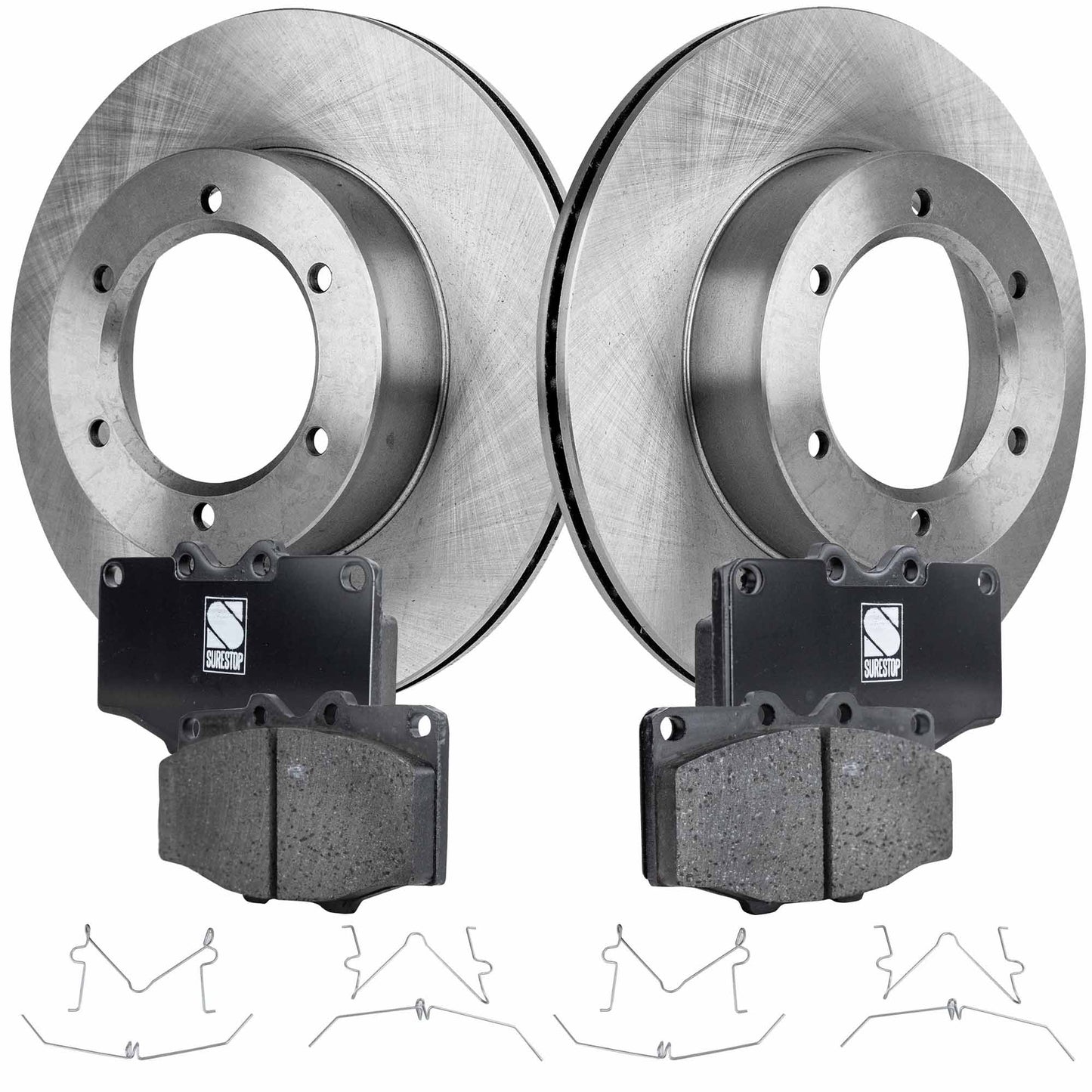 2-Wheel Set Front Brake Disc and Pad Kit, Plain Surface 6 Lugs 289.05 mm Ceramic Pro-Line Series, Includes (1) Brake Pad Set and (2) Brake Disc