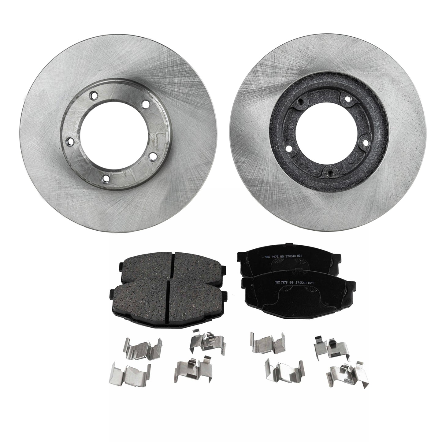 2-Wheel Set Front Brake Disc and Pad Kit, Plain Surface 5 Lugs 253.49 mm Ceramic RWD Pro-Line Series, Includes (2) Brake Disc and (1) Brake Pad Set