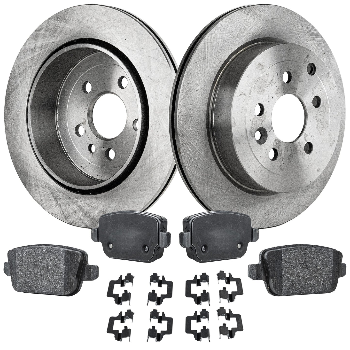 2-Wheel Set Brake Disc and Pad Kit, Plain Surface 5 Lugs 302.01 mm Organic Pro-Line Series, Includes (1) Brake Pad Set and (2) Brake Disc