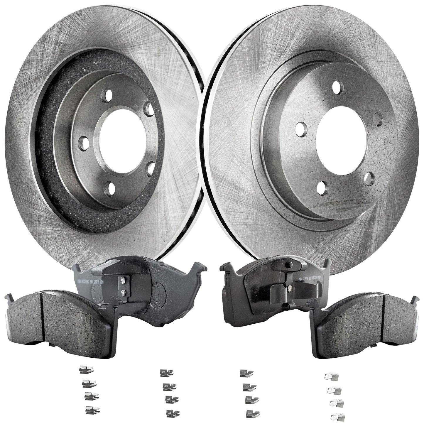 2-Wheel Set Front Brake Disc and Pad Kit, Plain Surface 5 Lugs 296.93 mm Ceramic Pro-Line Series, Includes (1) Brake Pad Set and (2) Brake Disc