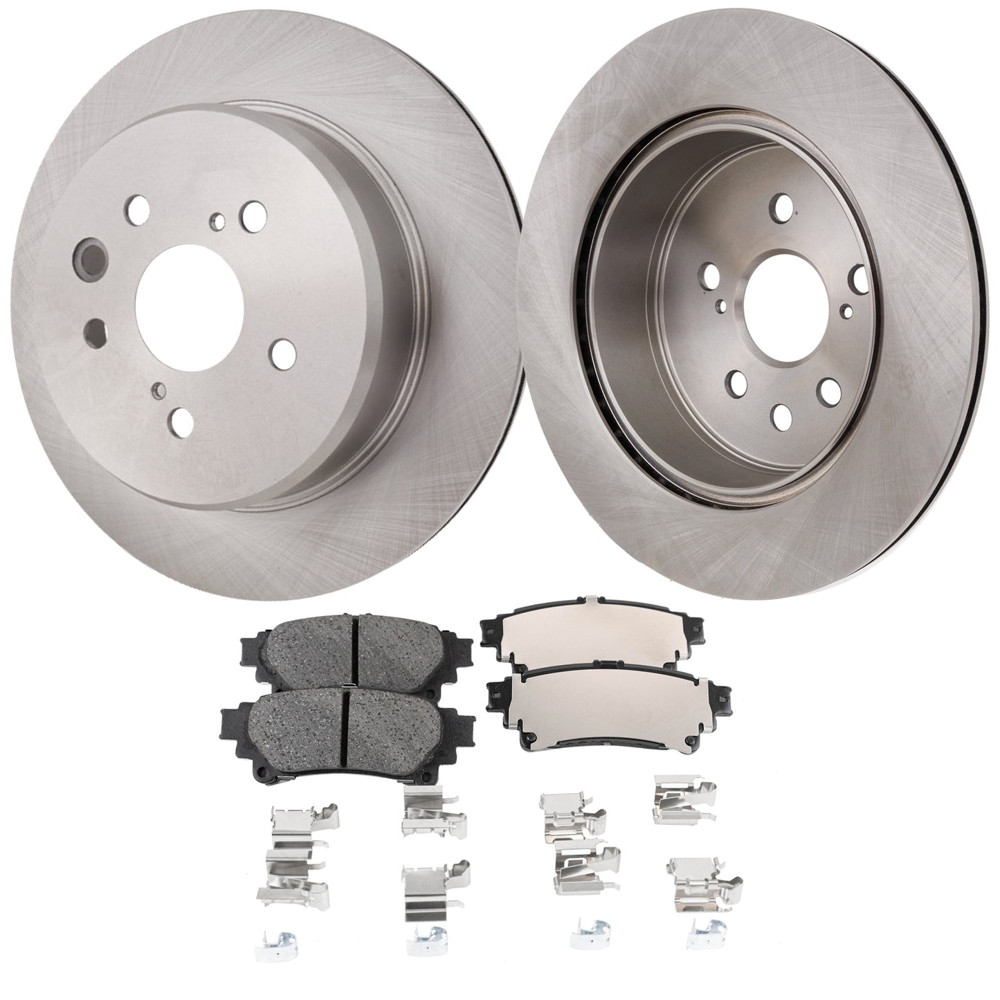 2-Wheel Set Rear Brake Disc and Pad Kit, Plain Surface 5 Lugs 310.13 mm Ceramic Pro-Line Series, Includes (2) Brake Disc and (1) Brake Pad Set