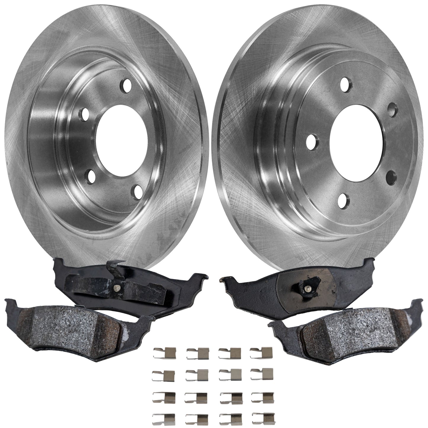 2-Wheel Set Rear Brake Disc and Pad Kit, Plain Surface 5 Lugs 270.26 mm Ceramic Pro-Line Series, Includes (2) Brake Disc and (1) Brake Pad Set