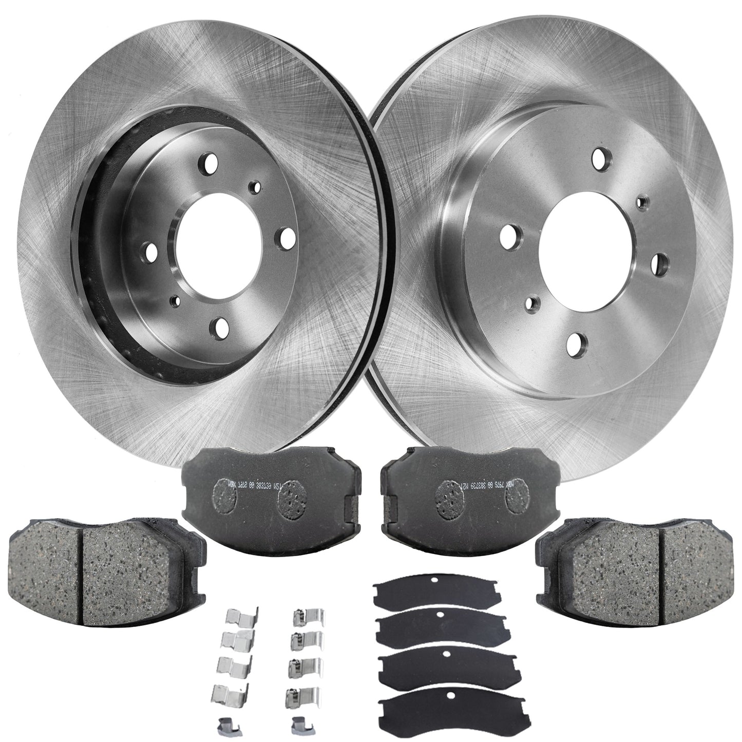 2-Wheel Set Front Brake Disc and Pad Kit, Plain Surface 4 Lugs 256.03 mm Ceramic Pro-Line Series, Includes (2) Brake Disc and (1) Brake Pad Set