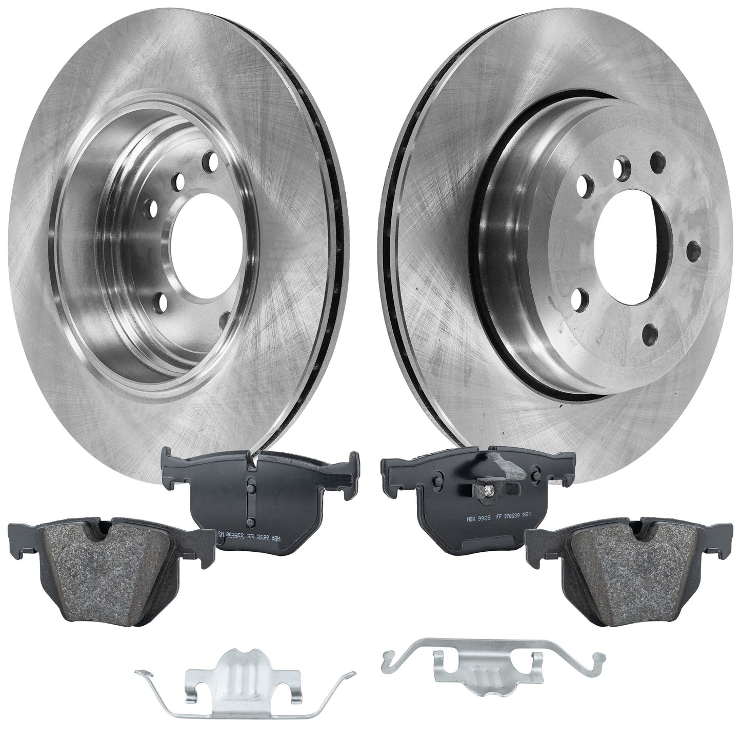 2-Wheel Set Brake Disc and Pad Kit, Plain Surface 5 Lugs 320.04 mm Organic Pro-Line Series, Includes (2) Brake Disc and (1) Brake Pad Set