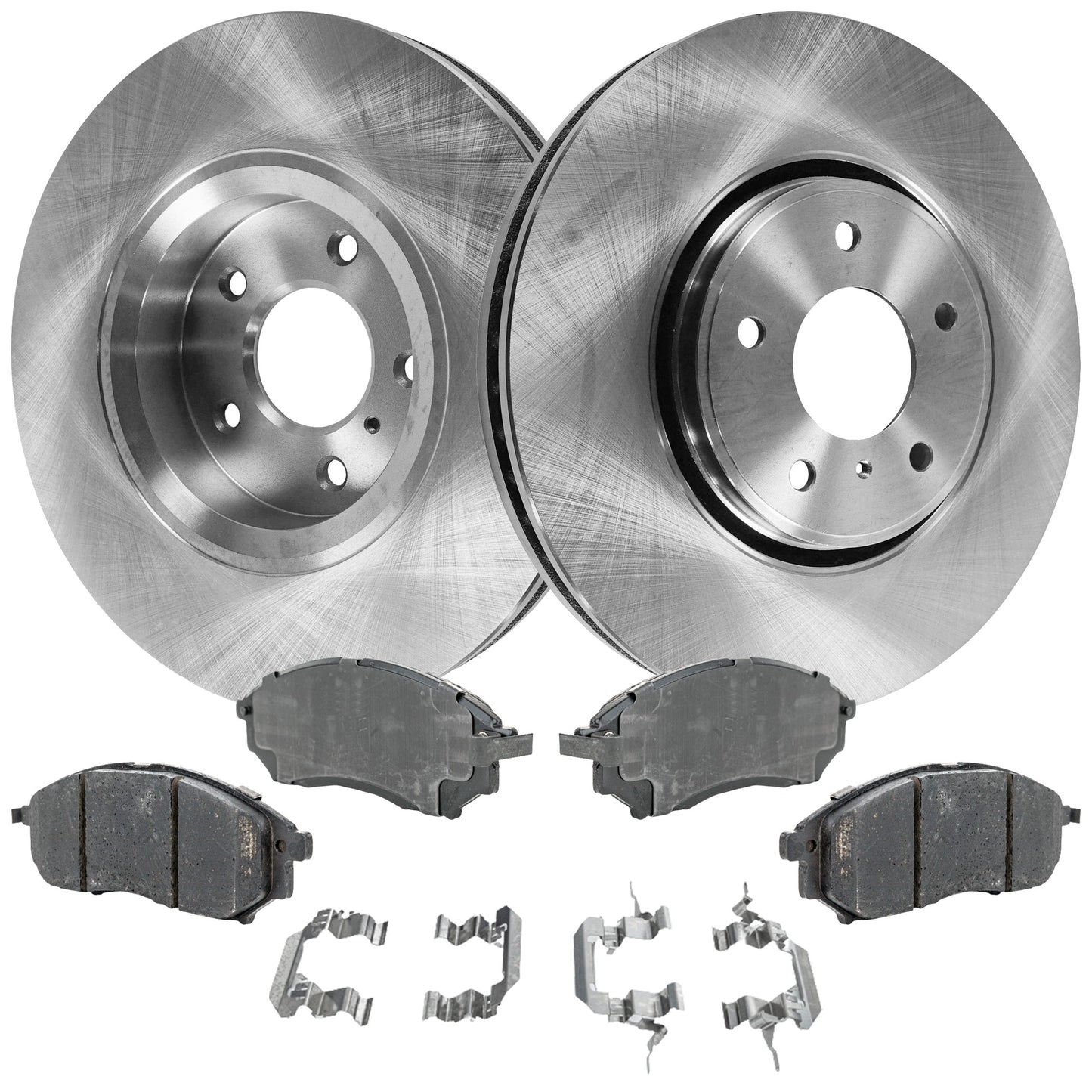 2-Wheel Set Front Brake Disc and Pad Kit, Plain Surface 5 Lugs 320.04 mm Ceramic Pro-Line Series, Includes (2) Brake Disc and (1) Brake Pad Set