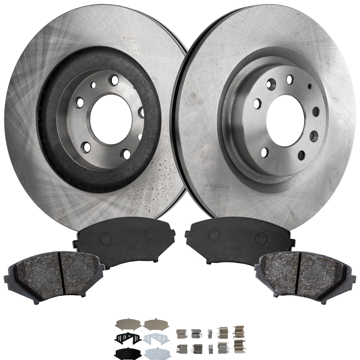 2-Wheel Set Front Brake Disc and Pad Kit, Plain Surface 5 Lugs 323.09 mm Ceramic Pro-Line Series, Includes (2) Brake Disc and (1) Brake Pad Set