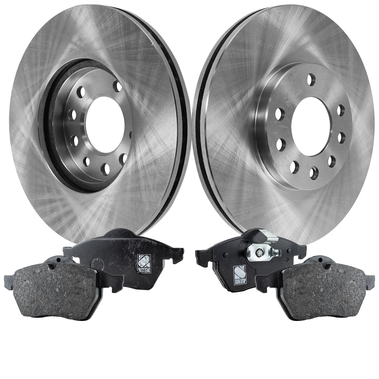 2-Wheel Set Front Brake Disc and Pad Kit, Plain Surface 5 Lugs 288.04 mm Organic Pro-Line Series, Includes (2) Brake Disc and (1) Brake Pad Set