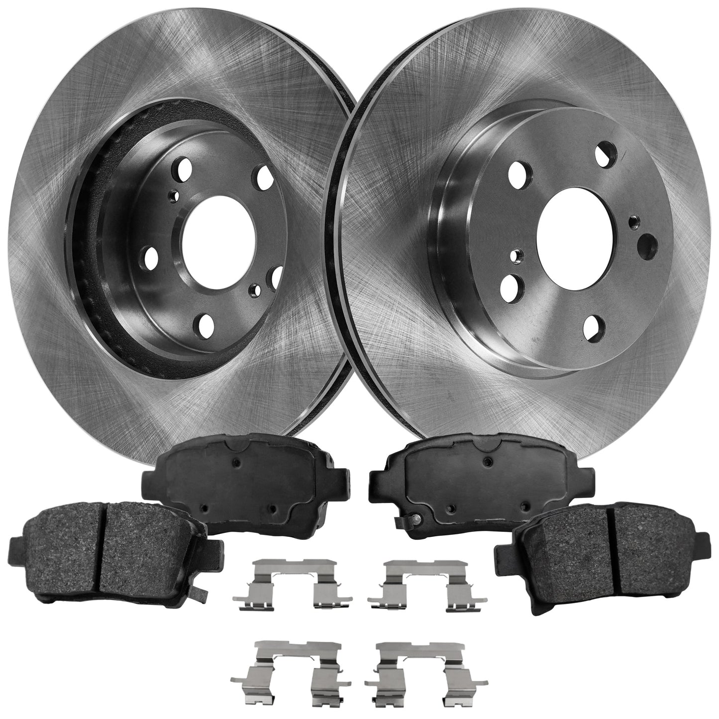 2-Wheel Set Front Brake Disc and Pad Kit, Plain Surface 5 Lugs 255.02 mm Ceramic Pro-Line Series, Includes (2) Brake Disc and (1) Brake Pad Set