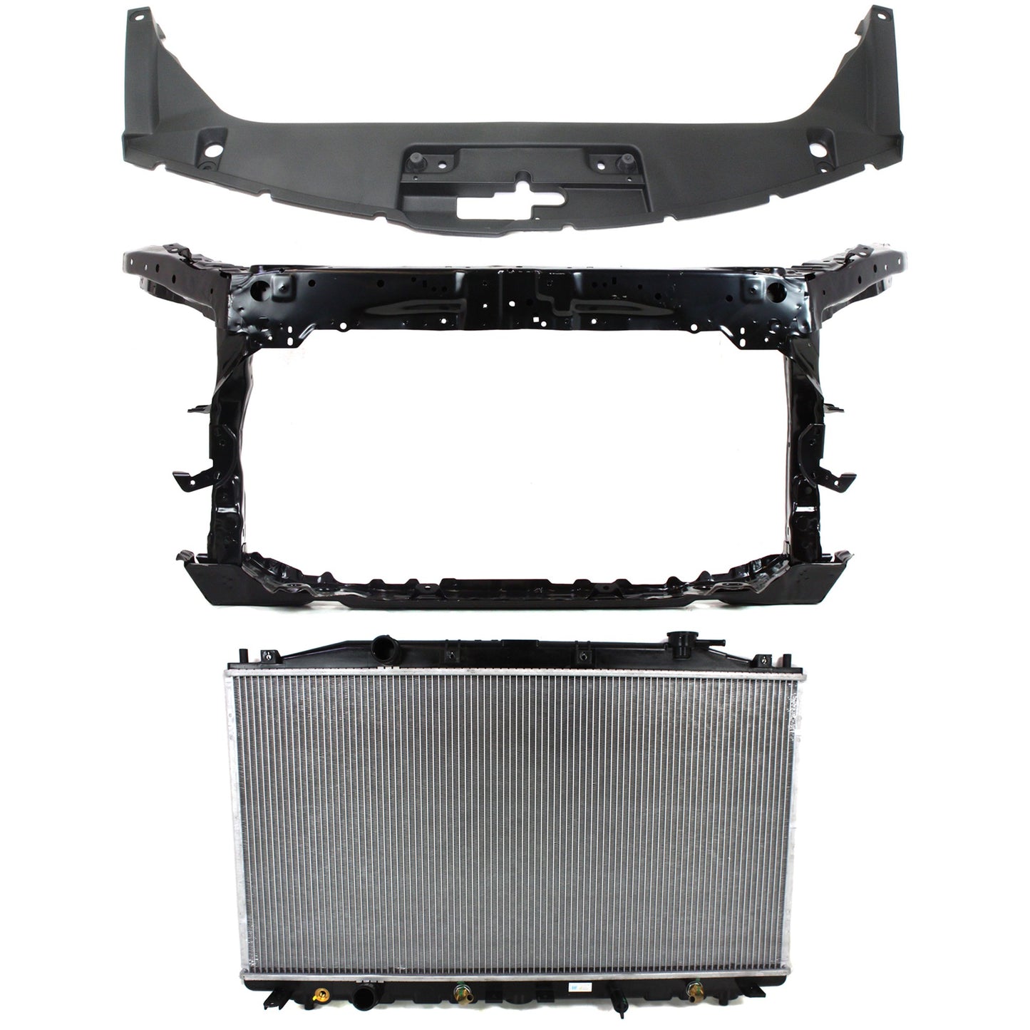 Комплект радиатора из 3 частей, 4 цилиндра, 2,4 л, купе, включает в себя (1) радиатор, (1) опору радиатора и (1) крышку опоры радиатора
