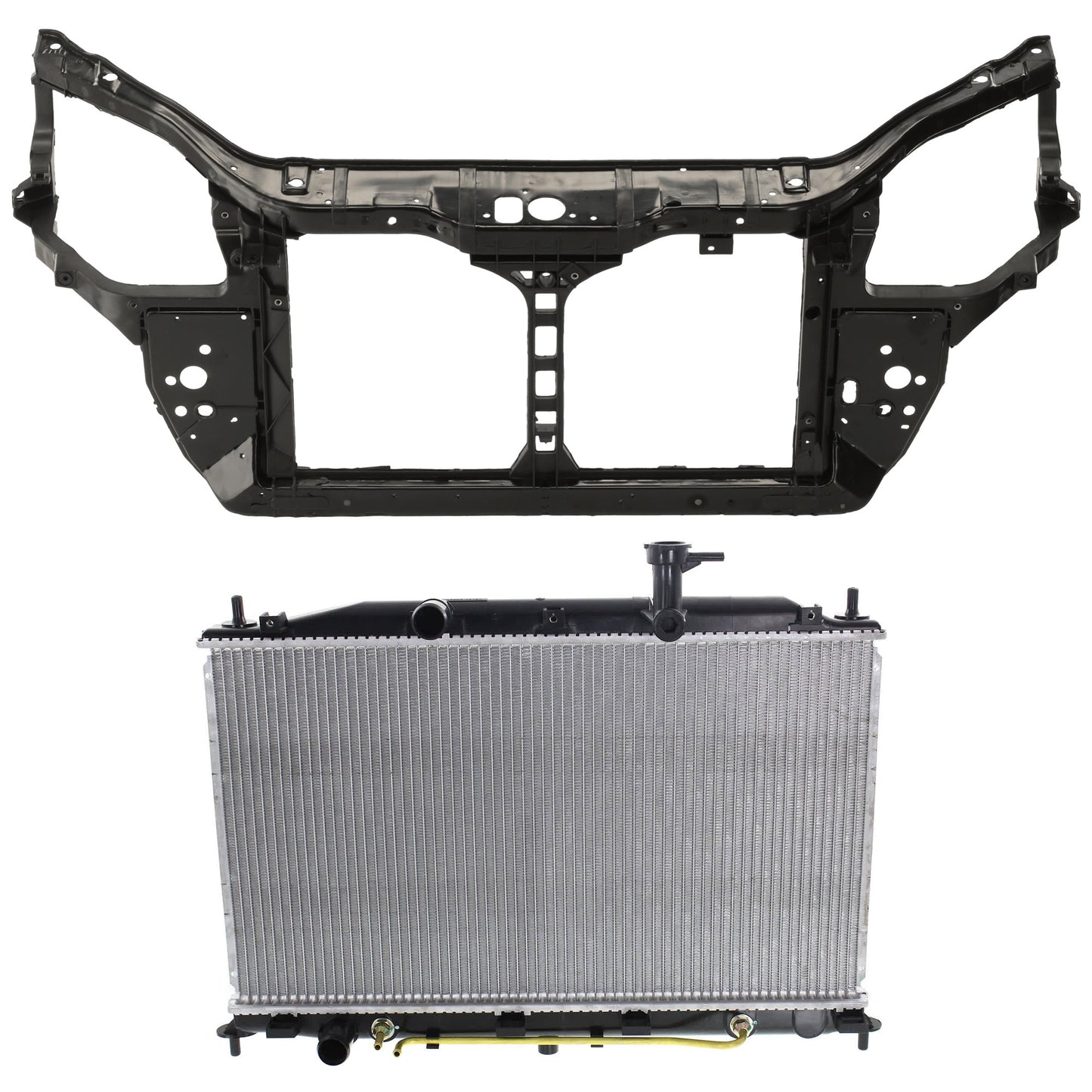 2-Piece Kit Radiator, 1.6L, 4Cyl, Includes (1) Radiator Support and (1) Radiator