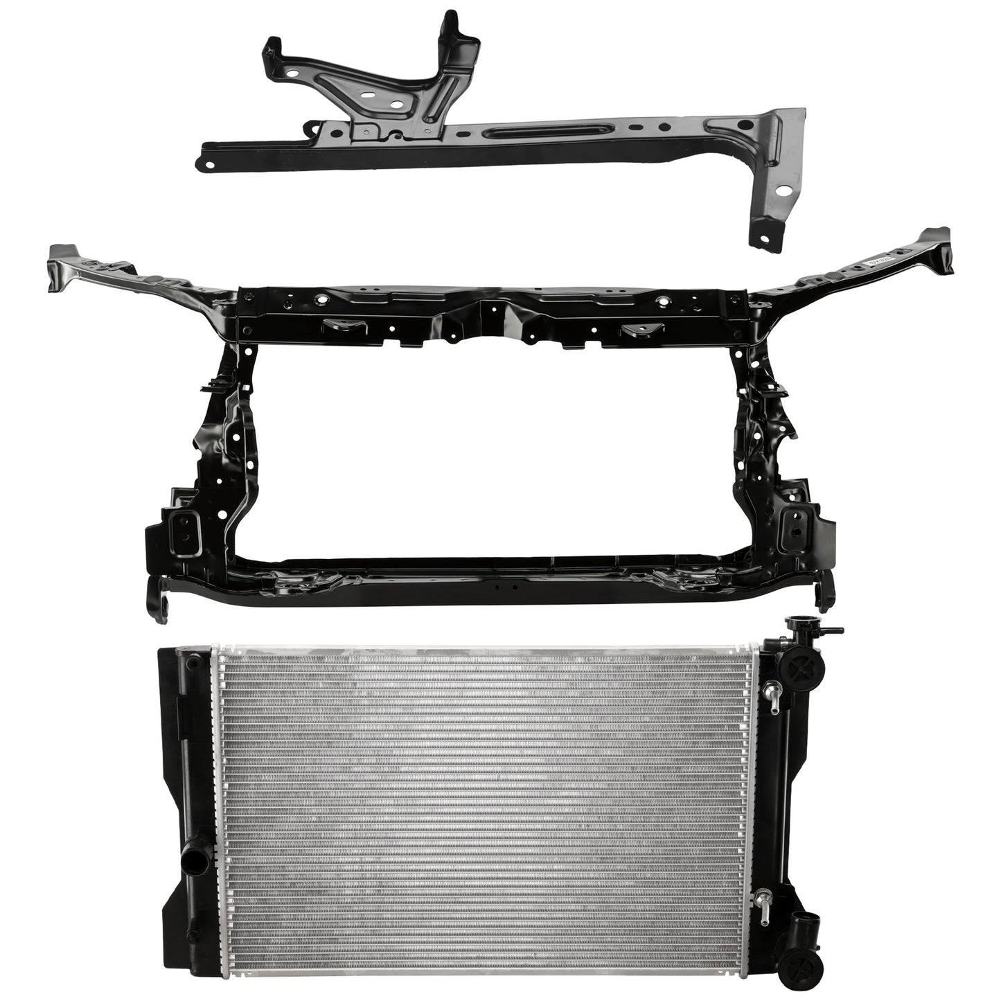 3-Piece Kit Radiator, 4 Cyl 2.0L, includes (2) Radiator Support and (1) Radiator