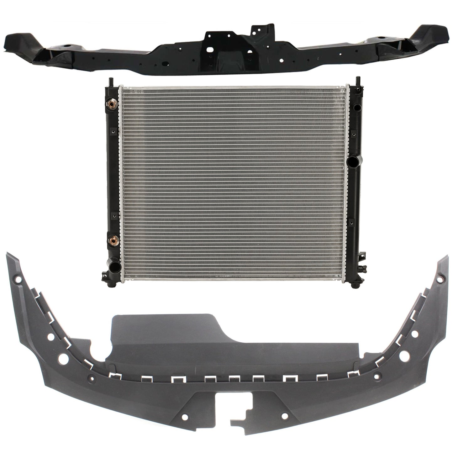 3-Piece Kit Radiator, Automatic Transmission, 6 Cyl 3.0L, includes (1) Radiator, (1) Radiator Support, and (1) Radiator Support Cover
