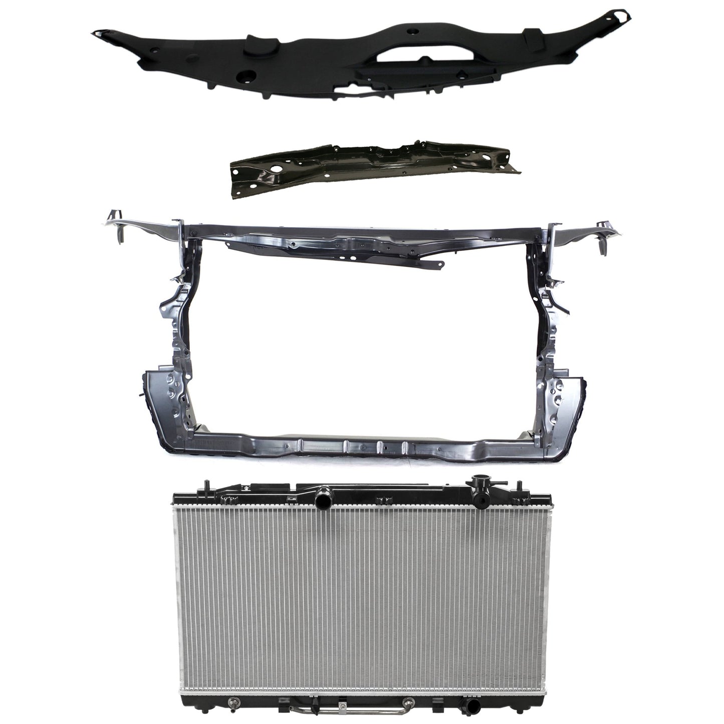 4-Piece Kit Radiator, USA Built Vehicle, 6 Cyl 3.5L, includes (2) Radiator Support, (1) Radiator and (1) Radiator Support Cover