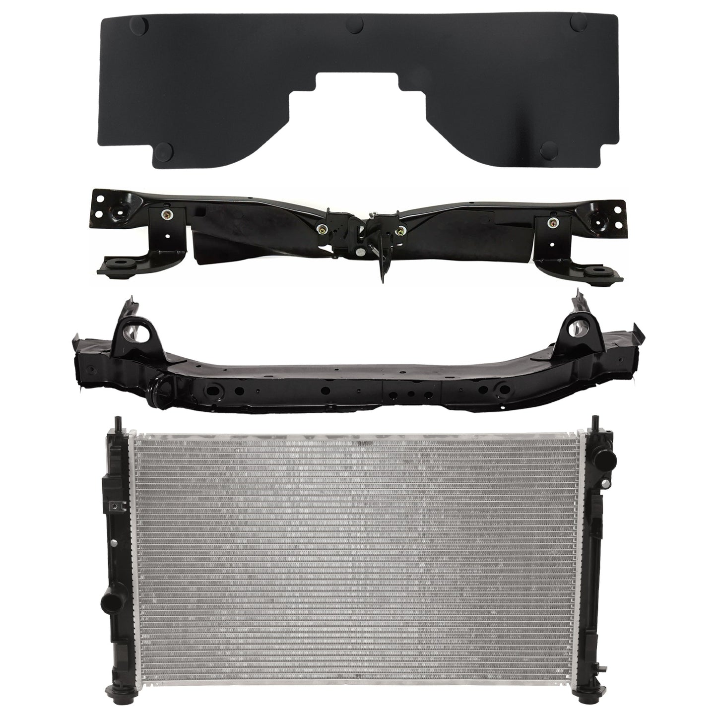 4-Piece Kit Radiator, For Models Without Off-Road Package, 4 Cyl 2.4L, includes (2) Radiator Support, (1) Radiator and (1) Radiator Support Cover