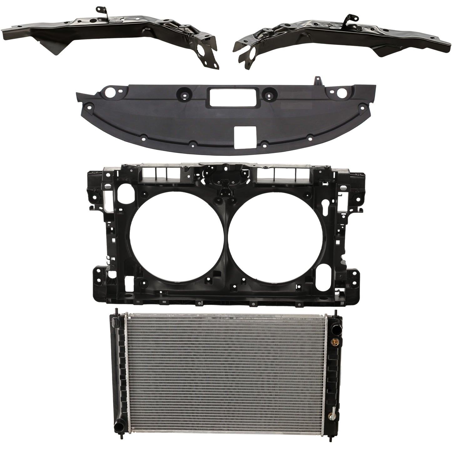 5-Piece Kit Radiator, 4 Cyl 2.5L, includes (3) Radiator Support, (1) Radiator and (1) Radiator Support Cover