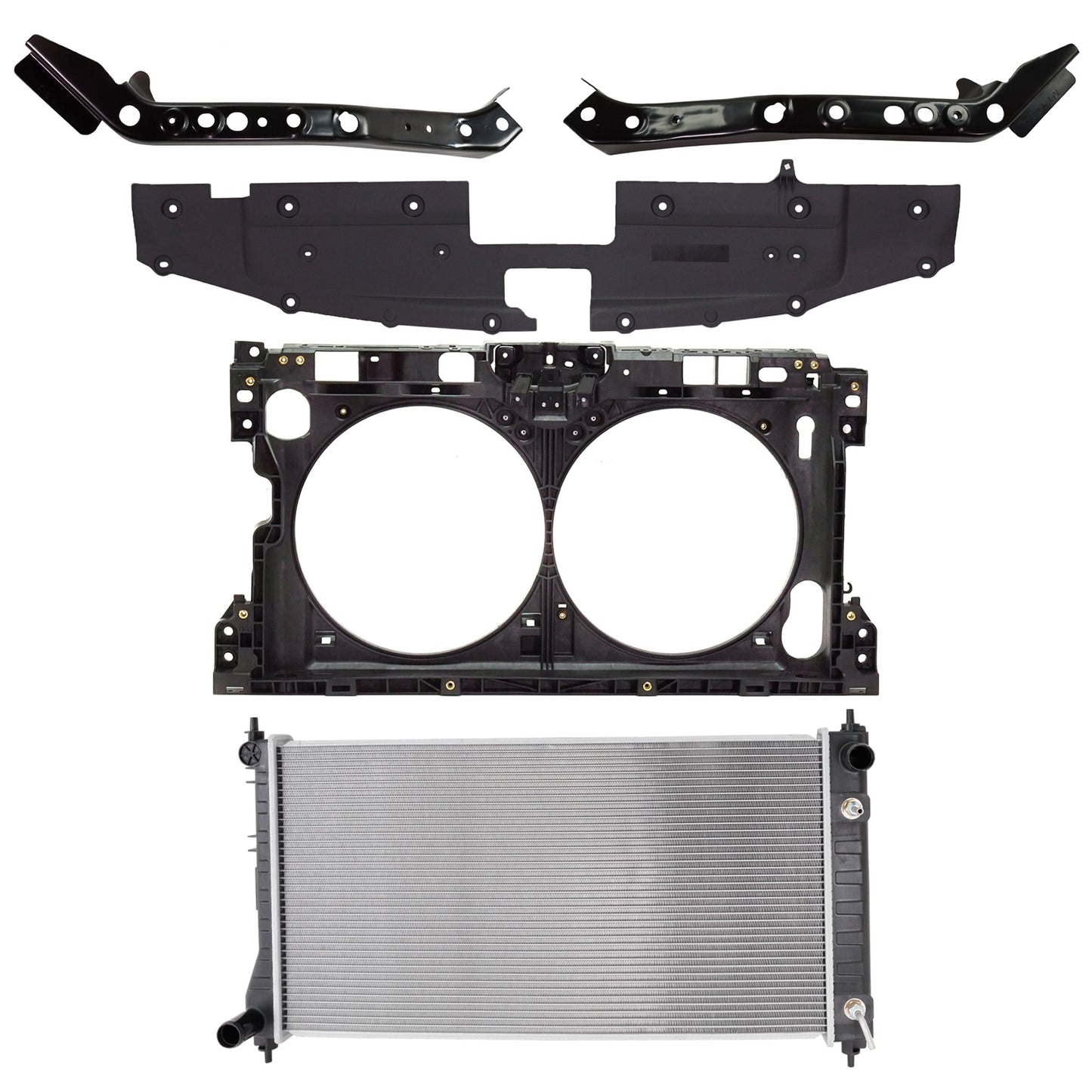 5-Piece Kit Radiator, 4 Cyl 2.5L, includes (3) Radiator Support, (1) Radiator and (1) Radiator Support Cover