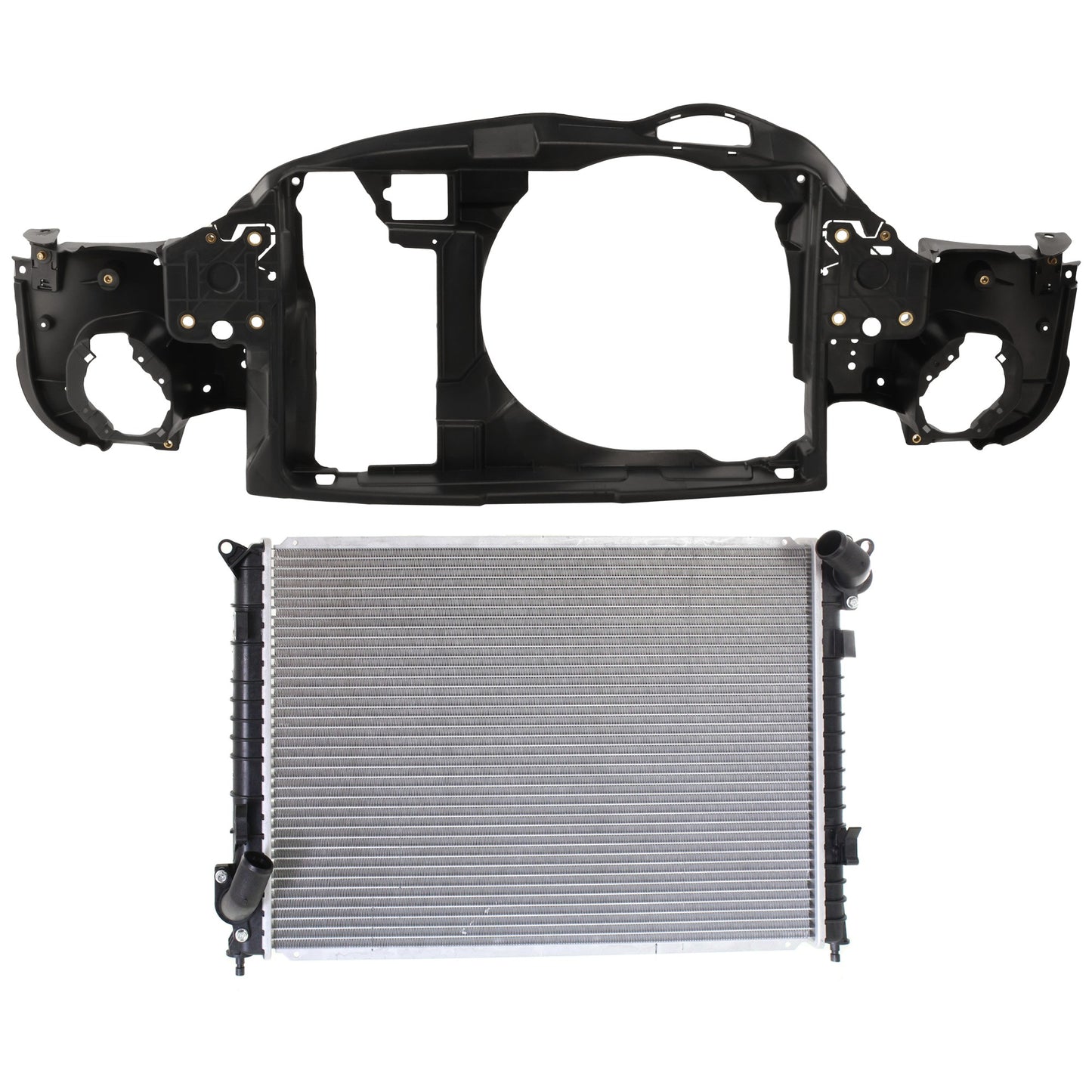 2-Piece Kit Radiator, 1.6L, 4Cyl, Includes (1) Radiator Support and (1) Radiator