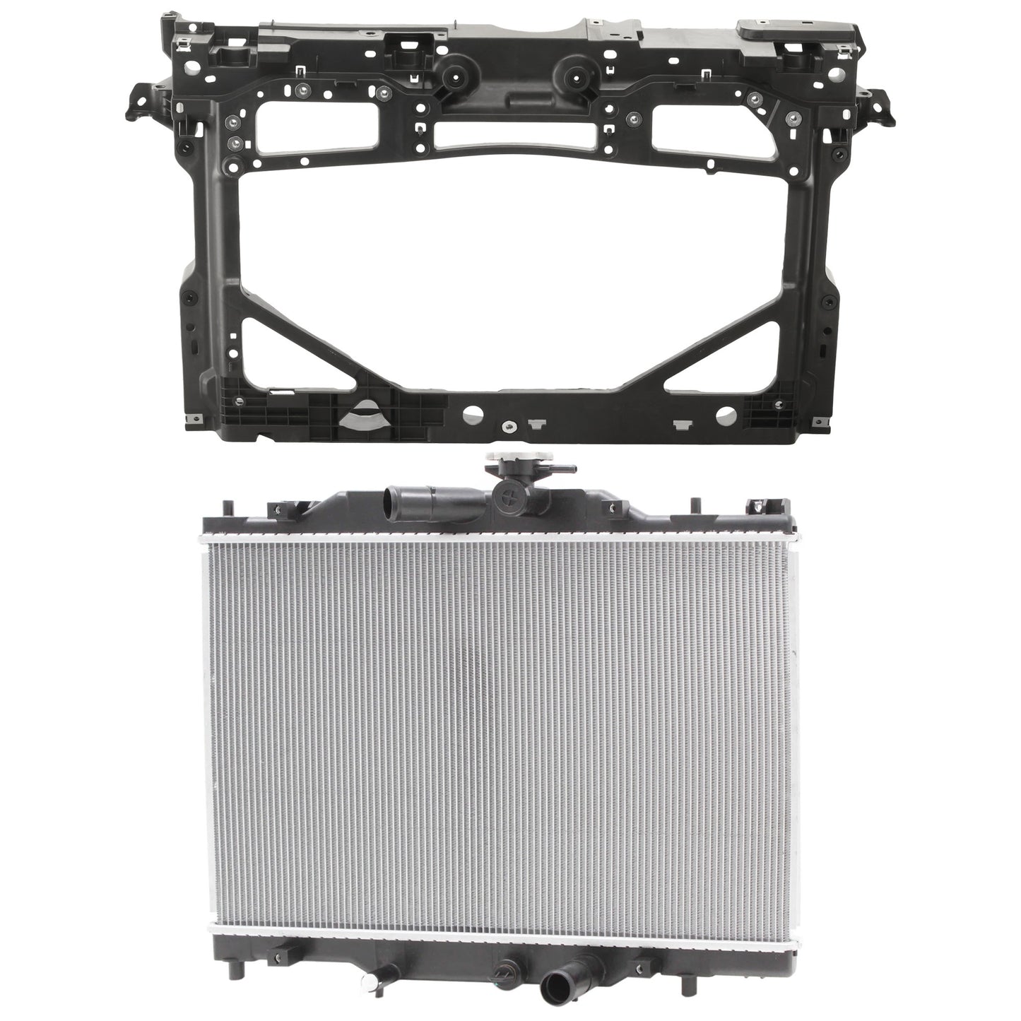 2-Piece Kit Radiator, 2.0L, 4Cyl Includes (1) Radiator and (1) Radiator Support