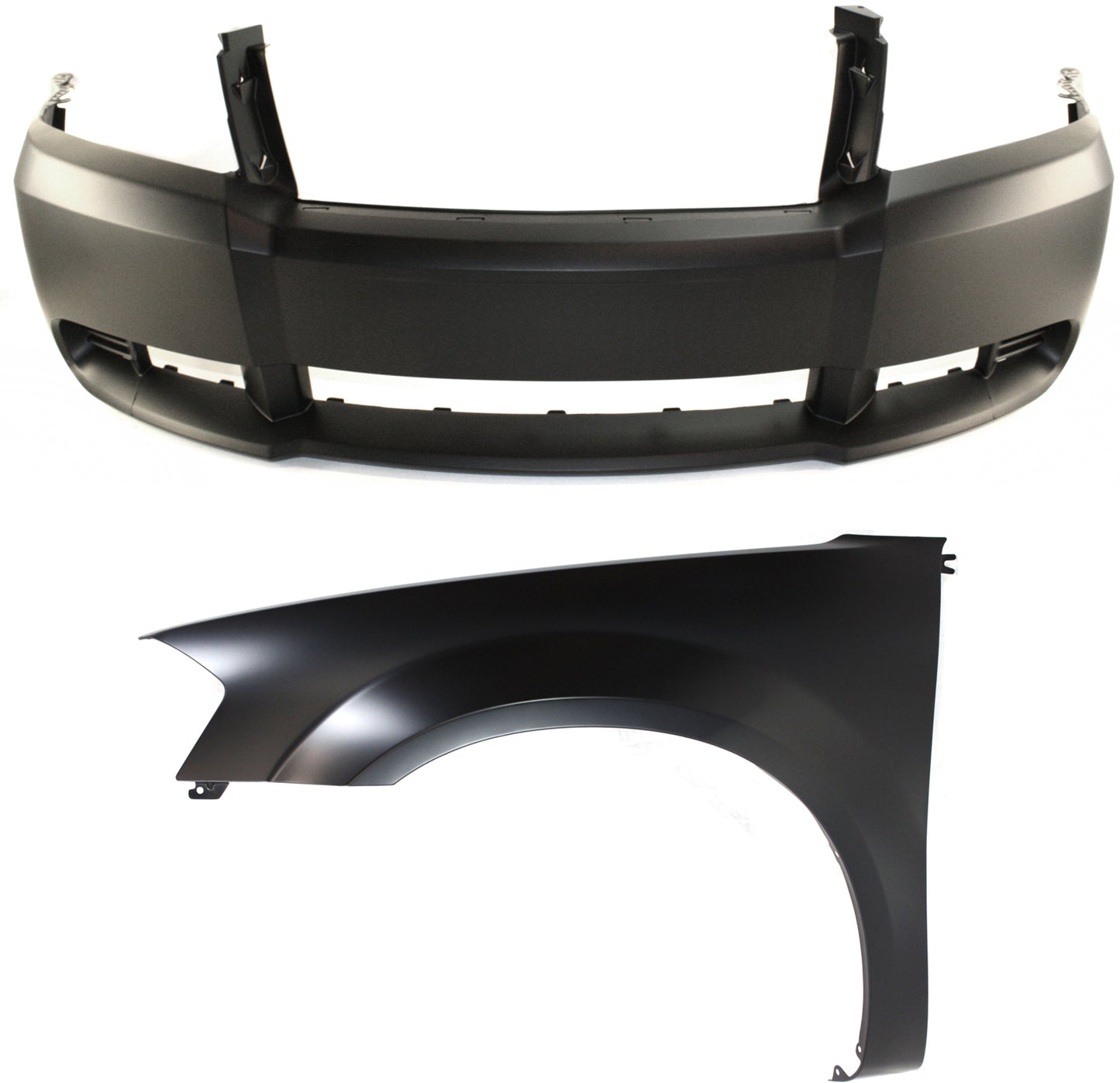 2-Piece Kit, Front Primed Bumper Cover, Includes (1) Bumper Cover and (1) Fender