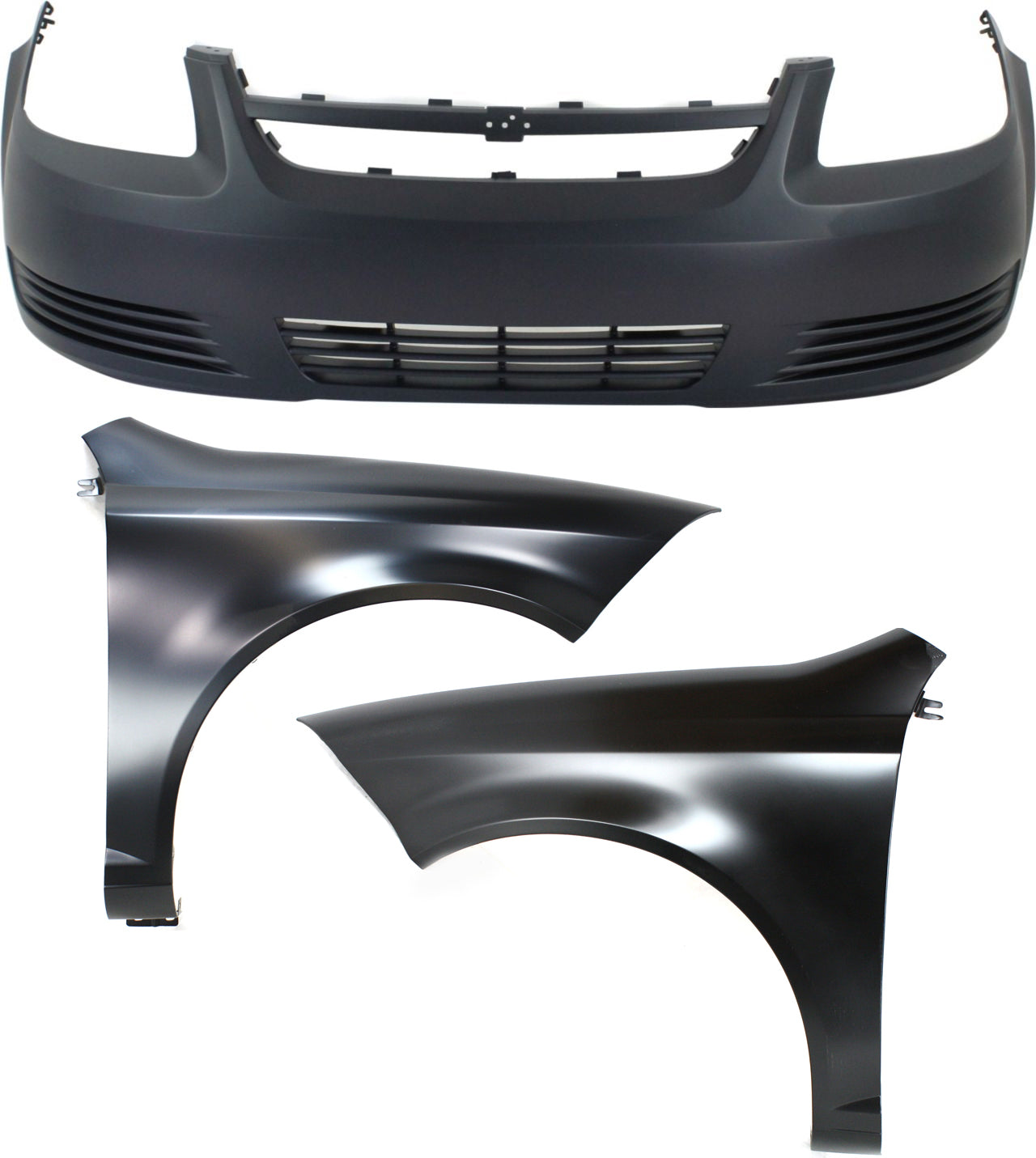 3-Piece Kit, Front Primed Bumper Cover, Includes (1) Bumper Cover and (2) Fender