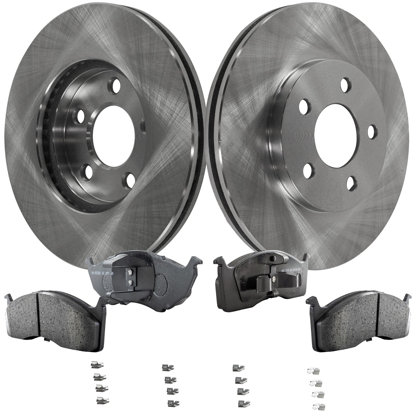 2-Wheel Set Front Brake Disc and Pad Kit, Plain Surface 5 Lugs 257.05 mm Ceramic, Includes (2) Brake Disc and (1) Brake Pad Set